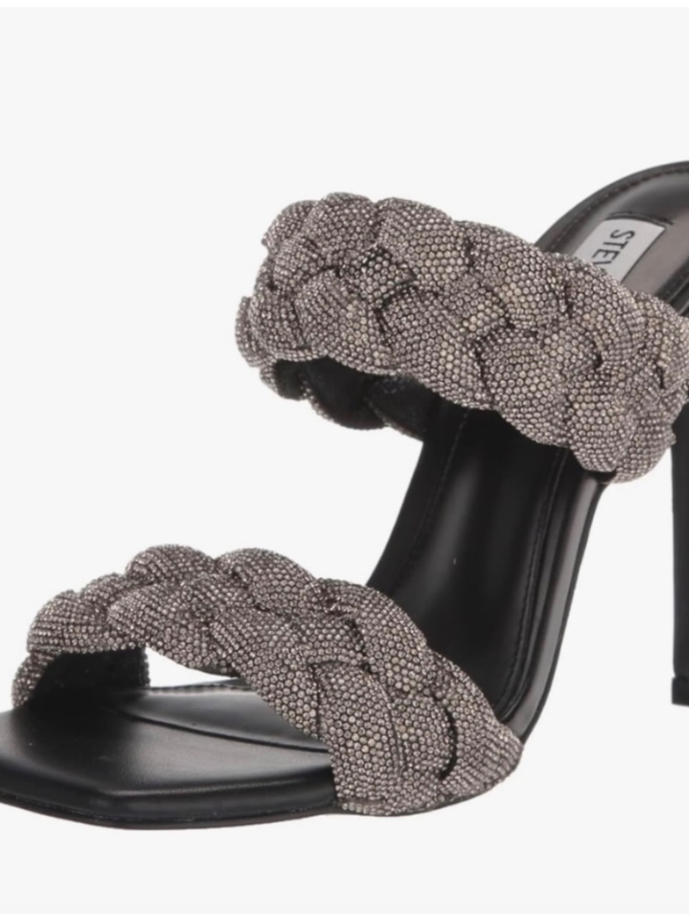 Steve Madden Kenley Women's Braided Black Rhinestone Heeled Sandals Sz 8 - Picture 11 of 11